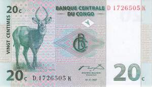 Kongo p.83 20 Centimes 1997